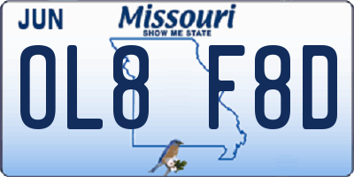 MO license plate OL8F8D