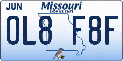 MO license plate OL8F8F