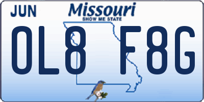 MO license plate OL8F8G