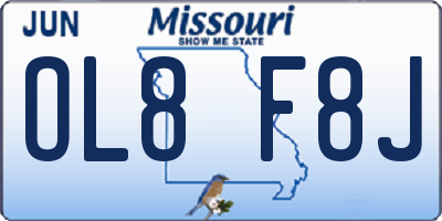 MO license plate OL8F8J