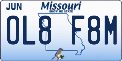 MO license plate OL8F8M