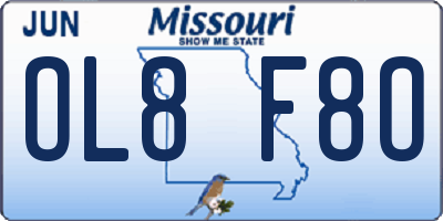 MO license plate OL8F8O