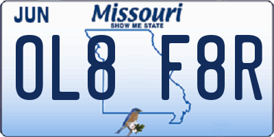MO license plate OL8F8R