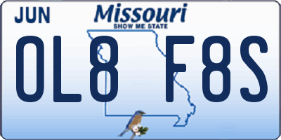 MO license plate OL8F8S