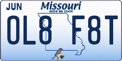 MO license plate OL8F8T