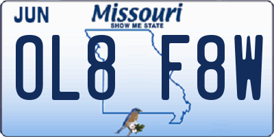 MO license plate OL8F8W