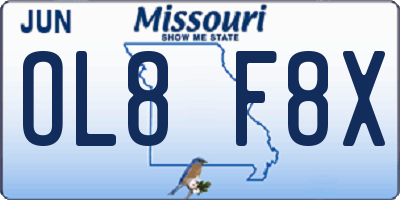 MO license plate OL8F8X