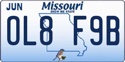 MO license plate OL8F9B