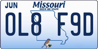 MO license plate OL8F9D