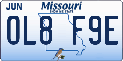 MO license plate OL8F9E