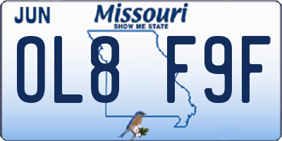 MO license plate OL8F9F