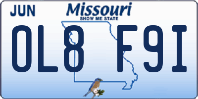 MO license plate OL8F9I