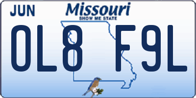 MO license plate OL8F9L