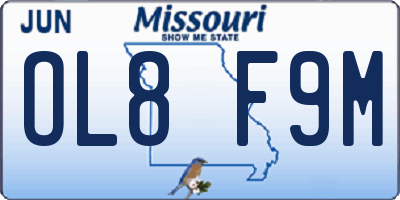 MO license plate OL8F9M