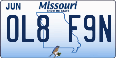 MO license plate OL8F9N