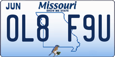 MO license plate OL8F9U