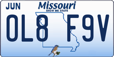 MO license plate OL8F9V