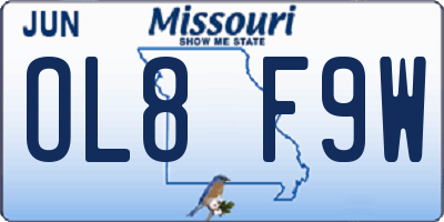 MO license plate OL8F9W