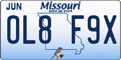 MO license plate OL8F9X