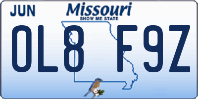MO license plate OL8F9Z