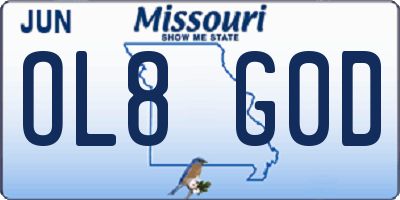 MO license plate OL8G0D