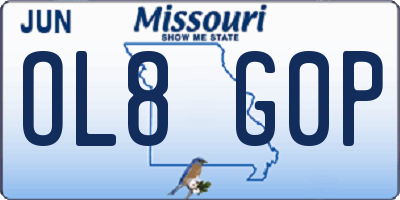 MO license plate OL8G0P