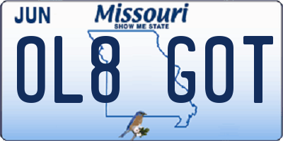 MO license plate OL8G0T