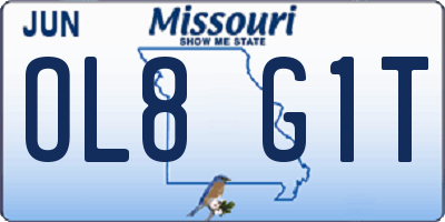 MO license plate OL8G1T