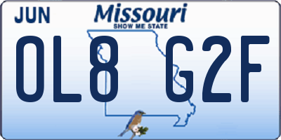 MO license plate OL8G2F