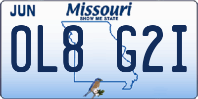 MO license plate OL8G2I
