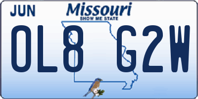 MO license plate OL8G2W