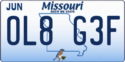 MO license plate OL8G3F