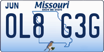 MO license plate OL8G3G