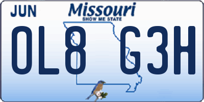 MO license plate OL8G3H