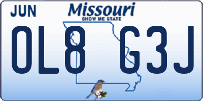 MO license plate OL8G3J