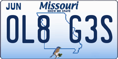 MO license plate OL8G3S