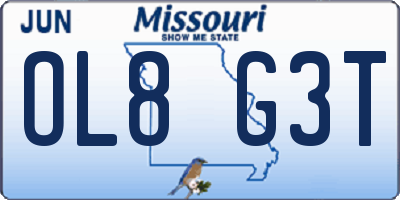 MO license plate OL8G3T