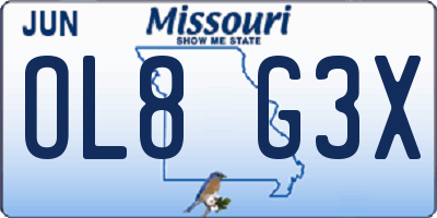 MO license plate OL8G3X