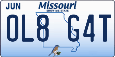 MO license plate OL8G4T