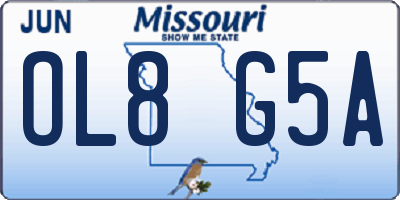 MO license plate OL8G5A