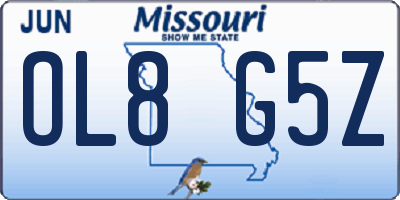 MO license plate OL8G5Z