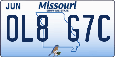 MO license plate OL8G7C