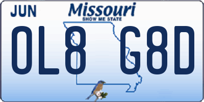 MO license plate OL8G8D