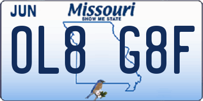 MO license plate OL8G8F