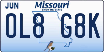 MO license plate OL8G8K