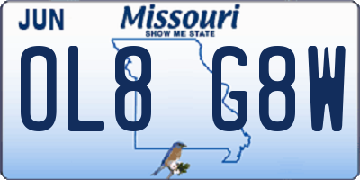 MO license plate OL8G8W