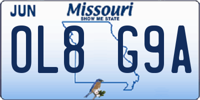MO license plate OL8G9A