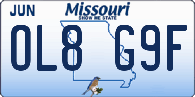 MO license plate OL8G9F