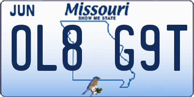 MO license plate OL8G9T