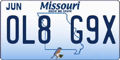MO license plate OL8G9X